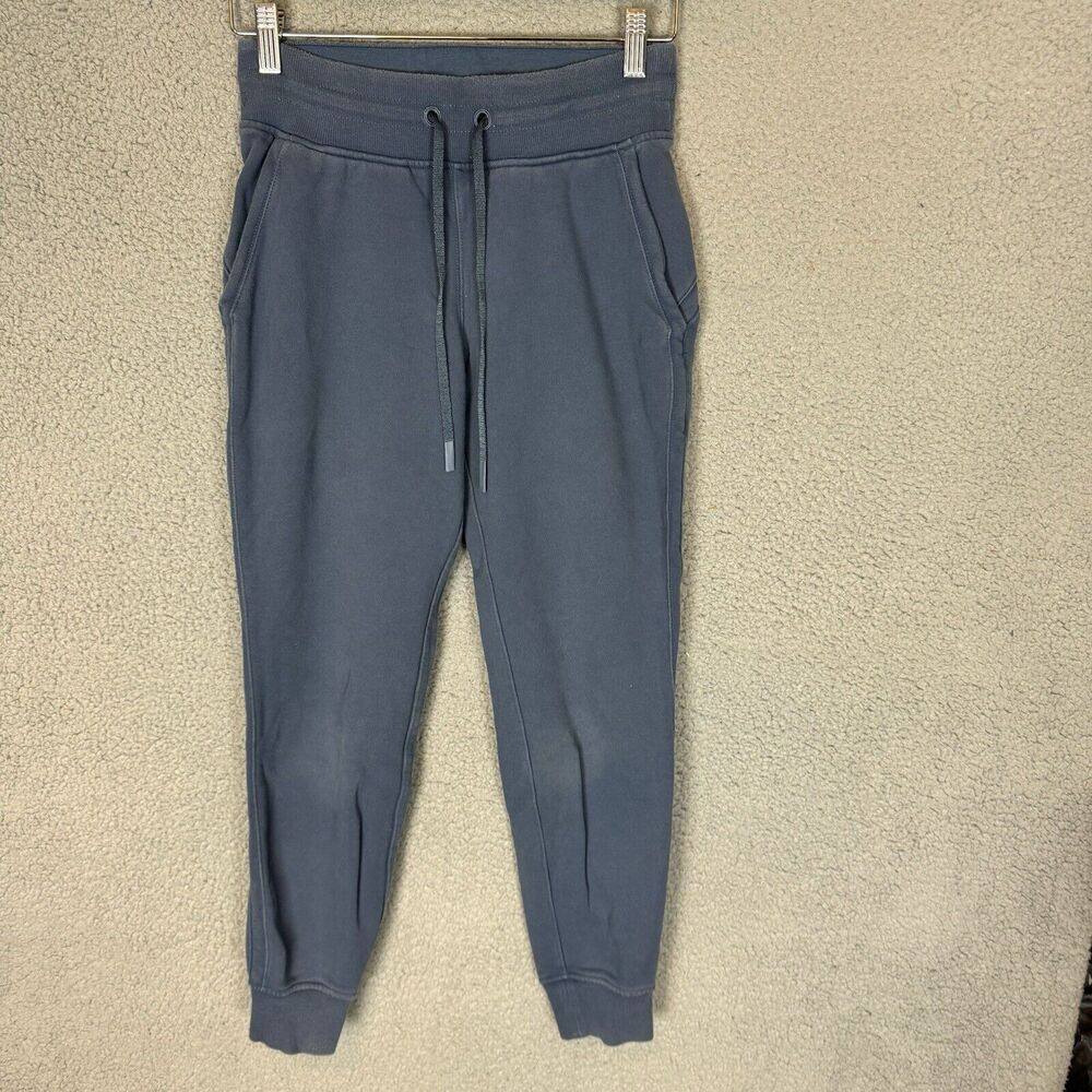 Lululemon Pants Womens 4 Blue Warm Down Jogger Casual Workout Gym French Terry